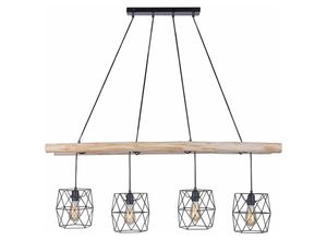 4059157139541 - Decken Hänge Leuchte Gitter Ess Zimmer Holz Leiter Lampe FILAMENT im Set inkl LED Leuchtmittel