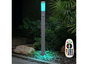 4059157141414 - Etc-shop - Außen Steh Lampe Fernbedienung Garten Bewegungsmelder Edelstahl Säulen Leuchte dimmbar im Set inkl rgb led Leuchtmittel