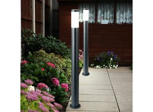 4059157141889 - Etc-shop - 2x Außen Steh Lampen Edelstahl Säulen Garten Weg Beleuchtung Hof Stand Leuchten anthrazit