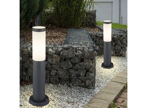 4059157141940 - Etc-shop - 2er Set Sockel Außen Steh Leuchte anthrazit Garten Wege Beleuchtung Veranda Hof Stand Lampe