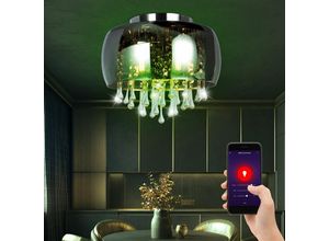 4059157143265 - Etc-shop - Smart rgb led Glas Decken Leuchte dimmbar Kristall Strahler Lampe rauchfarben Sprach App steuerbar über Handy