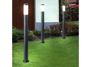 4059157143371 - Etc-shop - 3x Außen Steh Lampen Edelstahl Säulen Terrassen Beleuchtung Park Stand Leuchten