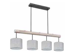 4059157145030 - Etc-shop - Hänge Lampe Decken Wohn Zimmer Leuchte Holz Textil Pendel Flur Beleuchtung grau im Set inkl led Leuchtmittel