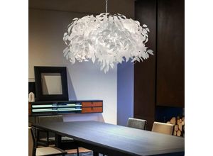4059157146419 - Etc-shop - Design Pendel Decken Lampe Ess Zimmer Beleuchtung Blätter Hänge Leuchte weiß