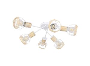 4059157147812 - Etc-shop - Käfig Decken Leuchte Retro Filament Wohn Ess Zimmer Holz Bast Lampe weiß im Set inkl led Leuchtmittel