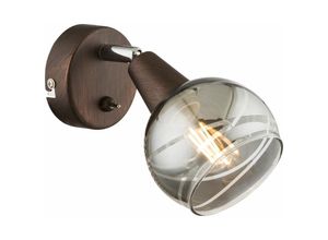 4059157149359 - Etc-shop - Wand Strahler schwenkbar Wohn Ess Zimmer Leuchte Glas Spot Lampe bronze rauch im Set inkl led Leuchtmittel