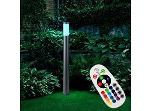 4059157152182 - Etc-shop - Außen Steh Lampe anthrazit fernbedienung Garten Edelstahl Säule Hof Farbwechsler Leuchte dimmbar im Set inkl rgb led Leuchtmittel