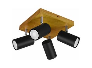 4059157152694 - Decken Leuchte Holz Strahler schwarz-matt schwenkbar Wohn Ess Schlaf Zimmer Beleuchtung Spot Lampe braun