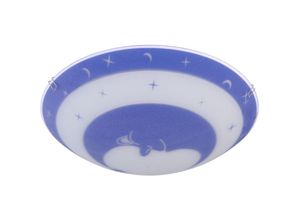 4059157154735 - Deckenleuchte Kinderzimmer Glas Kinder Schlafzimmerleuchte Sterne Baby Kinderleuchte Deckenlampe Mond blau Metall 1x led 4W 320Lm warmweiß DxH 30x9