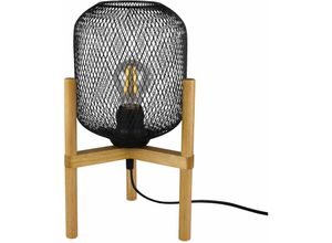 4059157156227 - Etc-shop - Schreib Tisch Lampe Wohn Zimmer Beistell Leuchte Käfig Holz Kugel Beleuchtung braun schwarz