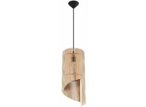 4059157158795 - Etc-shop - Holz Hängelampe Wohnzimmerlampe skandinavisch Pendelleuchte Hängeleuchte im Lamellendesign gedreht Naturholz 1x E27 DxH 21x100 cm