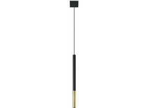 4059157160286 - Etc-shop - Pendelleuchte schwarz Metall Hängeleuchte schwarz Zylinder Hängelampe schwarz Modern aus Stahl mit gold Akzent 1x G9 DxH 8x110 cm
