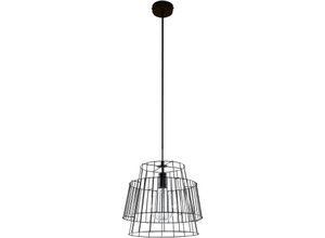 4059157161801 - Hängeleuchte Hängelampe Käfig Pendelleuchte Deckenlampe im Gitterdesign Metall schwarz rund 1x E27 D x H 35x130 cm