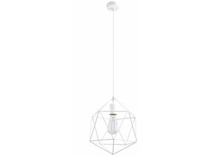 4059157161955 - Etc-shop - Hängeleuchte Pendelleuchte Metall weiß Wohnzimmer Retro Lampe Deckenleuchte im Käfig Design Gitterform 1x E27 DxH 33x100 cm