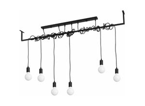 4059157162174 - Etc-shop - Hängelampe Höhenverstellbar schwarz Hängelampe Balken Lampen Esszimmer Pendelleuchte schwarz 6 Flammig aus Stahl 6x E27 LxH 150 x 120