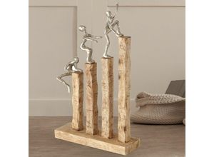 4059157164499 - Deko Wohnzimmer Modern zum Hinstellen Figur Deko Skulptur Figuren Deko Modern Mangoholz handgearbeitet kletternder Mann LxH 26 x 43 cm