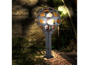 4059157168299 - Etc-shop - Sockelleuchte Außen Edelstahl Gartenlampe Kugel Stehlampe Aussen mit Strom alu Loch-Design anthrazit 1x E27 DxH 20x 45 cm