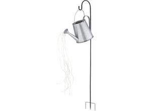 4059157168664 - Etc-shop - Wasserfall Gießkanne Solar led Garten Deko draußen Gießkanne mit Lichterkette Außen mit Halterung flackernde LEDs 80x led neutralweiß h