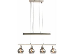 4059157169227 - Pendelleuchte Esstisch höhenverstellbar Esszimmerlampe Hängeleuchte Glas led Hängeleuchte 4 flammig Zugpendel 4x 4W 4x 200 lm 3000K LxH 60 x 160 cm