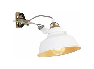 4059157169487 - Wandleuchte Klemmstrahler Spot kippbar Wandlampe weiß gold mit Kabel und Stecker 1x E27 HxT 14x36 cm