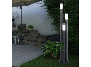 4059157170056 - Etc-shop - Säulenleuchte für Außen 170 cm Garten Stehlampe Edelstahl Standleuchte Terrasse groß drei Säulen in anthrazit 3x E27 28 cm