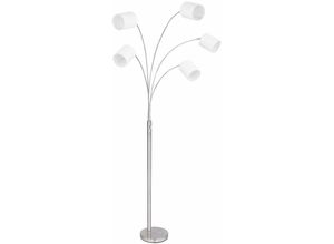 4059157171312 - Etc-shop - Design Stehleuchte Stoffschirm Wohnzimmer Beleuchtung Standleuchte Lampe sandfarben Spots schwenkbar 5x E14 LxBxH 84x130x204 cm