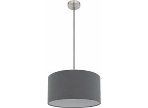 4059157171404 - Etc-shop - Pendelleuchte Deckenlampe Essbereich Hängeleuchte Textilschirm rund anthrazit Metall Stoff 1x E27 DxH 40x140 cm Wohnzimmer