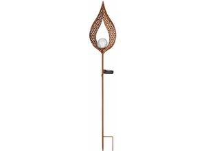 4059157172159 - Solarstecker Garten rost Solarlampe für Außen Crackle Gartendeko Flammen-Design Glaskugel 1x led 3000K LxH 175x90 cm