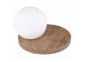 4059157172258 - Solar Terrassendeko Outdoor Tisch Solar Windlicht für Außen Solarlampe Rattan Optik Solarkugel Garten Deko Balkon hellgrau weiß 1x LED LxH 20x17 cm