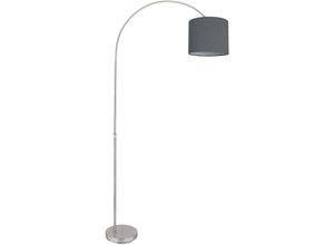 4059157172876 - Etc-shop - Bogenstehlampe Stoffschirm Stehlampe gebogen Wohnzimmer Bogenlampe grau höhenverstellbar 1x E27 LxH 96x195 cm