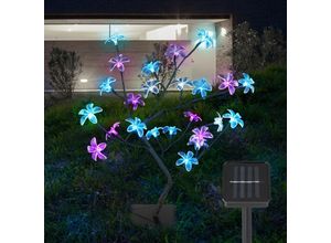 4059157173118 - Etc-shop - Solarlampen für Außen Garten Deko Solarleuchte Außenbereich Stecklampe im Baum Design Erdspieß Blüten Baum led h 60 cm