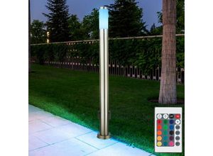 4059157174856 - Aussenlampe mit Steckdosen Außensteckdose mit Licht Garten Aussensteckdose Edelstahl Fernbedienung dimmbar 1x rgb led 9W 806lm 3000K DxH 76x110 cm