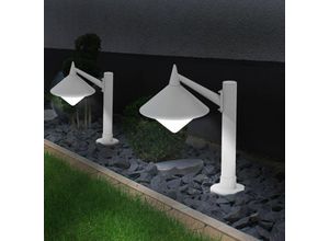 4059157175358 - Etc-shop - Stehleuchten Außen Wegeleuchten Garten Gartenleuchten stehend aus Aluminium in grau und opal 1x E27 h 58 cm 2er Set