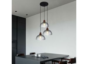 4059157178038 - Hängelampe Holzlampe 3 flammig Glasschirm Pendelleuchte Hängeleuchte Wohnzimmerlampe Metall Glas schwarz braun 3x E27 Fassungen DxH 47x120 cm 4059157178038 - Hängelampe Holzlampe 3 flammig Glasschirm Pendelleuchte Hängeleuchte Wohnzimmerlampe Metall Glas schwarz braun 3x E27 Fassungen DxH 47x120 cm