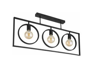 4059157179073 - Etc-shop - Rustikale Deckenlampe Flur Deckenleuchte Retro Industrial Lampe Schlafzimmer schwarz Metall 3x E27 LxBxH 92x24x455 cm