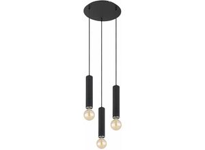 4059157179233 - Etc-shop - Hängelampe 3 flammig Holz Esstischleuchte Pendelleuchte Wohnzimmer Cluster Pendellampe schwarz 3x E27 DxH 35 x 160 cm