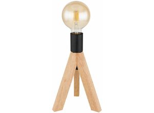 4059157179325 - Etc-shop - Tischlampe Holz Vintage Tischleuchte Wohnzimmer Modern Tischlampe mit Holzfuß Dreibein Metall schwarz 1x E27 DxH 20x265 cm