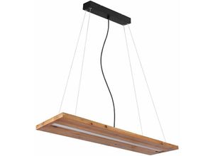 4059157179400 - Pendelleuchte Holzlampe Wohnzimmer Hängeleuchte höhenverstellbar satiniert dunkelbraun Metall schwarz 1x LED 30W 1758Lm warmweiß L 100 cm