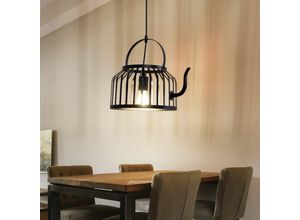 4059157180055 - Etc-shop - Hängelampe Pendelleuchte Esszimmerleuchte Wohnzimmerlampe Küchenlampe Metallschirm Teekanne schwarz matt E27 h 120 cm