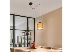 4059157180390 - Etc-shop - Pendelleuchte Esstischlampe Hängelampe Holzoptik Wohnzimmer Gitter Optik 1x E27 DxH 15 x 200 cm