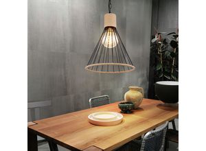 4059157180710 - Etc-shop - Pendellampe Hanfseil Hängeleuchte Kette Esszimmer Pendelleuchte im Käfig Design Metall schwarz 1x E27 Fassung DxH 35x140 cm