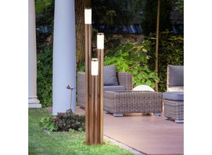 4059157181236 - Etc-shop - Wegeleuchten Außen Edelstahl Außenlampe Standleuchte Gartenleuchte Holzoptik 3 flammmig Edelstahl 3x E27 DxH 28 x 170 cm