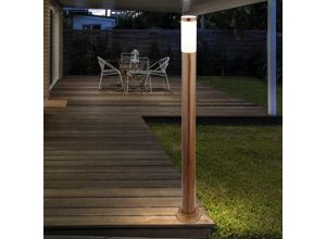 4059157181250 - Etc-shop - Stehleuchte Außenleuchte Gartenlampe Standleuchte Wegelampe Terrasse IP44 Edelstahl holzoptik 1x E27 Fassung DxH 127x110 cm