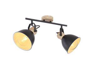 4059157182745 - Vintage Deckenlampe Deckenleuchte Deckenstrahler Wohnzimmerlampe verstellbare Spots Holz Optik Metall schwarz braun 2x E27 LxBxH 35x15x215cm