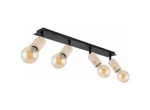 4059157182967 - Spotlampe Spotleuchte Spotstrahler Wohnzimmerlampe Esszimmerleuchte 4 Flammig Spots beweglich Metall Holz natur schwarz matt E27 Fassungen LxBxH