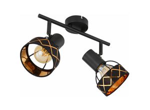 4059157183308 - Deckenlampe Deckenleuchte Spotlampe Deckenstrahler Spotleuchte Spots beweglich 2 flammig Metall Textil schwarz gold 2x E27 Fassungen LxH 30x18cm