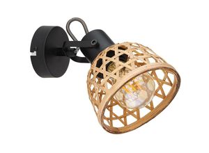 4059157183513 - Wandlampe Spotstrahler Bambus Wandleuchte Boho Style Wohnzimmer 1 flammig E27 mit verstellbaren Spots Geflecht Optik 1x E27 DxH 13x14 cm