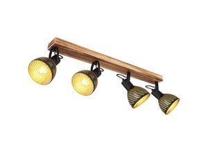 4059157183742 - Deckenlampe schwarz gold Wohnzimmerleuchte Landhaus Deckenstrahler 4 flammig Holzlampe schwenkbare Spotleiste Metall 4x E27 Fassungen LxBxH