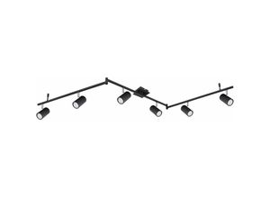 4059157184077 - Deckenstrahler 6 flammig Spotleiste Deckenleuchte Deckenlampe schwarz Metall verstellbare Lampenarme und Spots 6x Gu10 LxBxH 180x10x185 cm