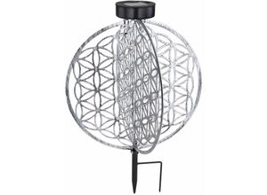 4059157185494 - Etc-shop - Solar Kugel Antik Gartenlampe Solar orientalisch Solarleuchte Garten silber Lichteffekt Muster Lebensblume 1x led warmweiß DxH 30 x 41